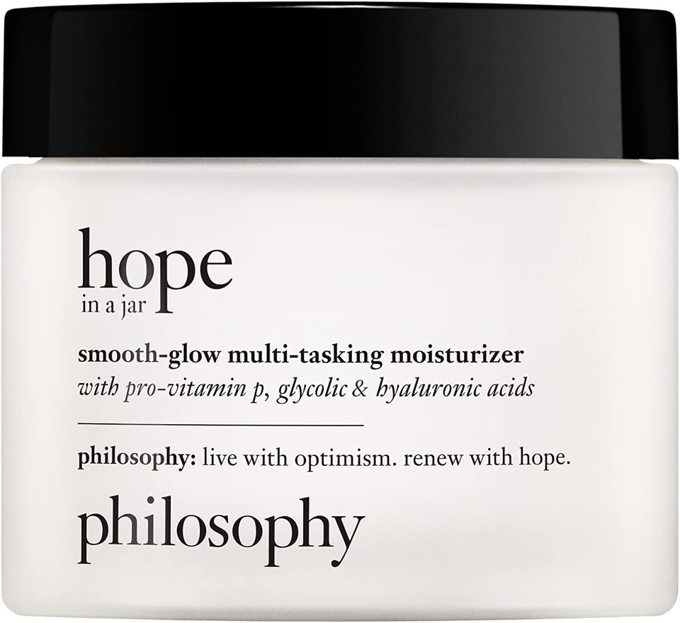 philosophy hope in a jar smooth-glow multi-tasking moisturiser 60ml, with hyaluronic acid, glycolic acid & pro-vitamin p, treat dehydrated skin, fine lines & wrinkles