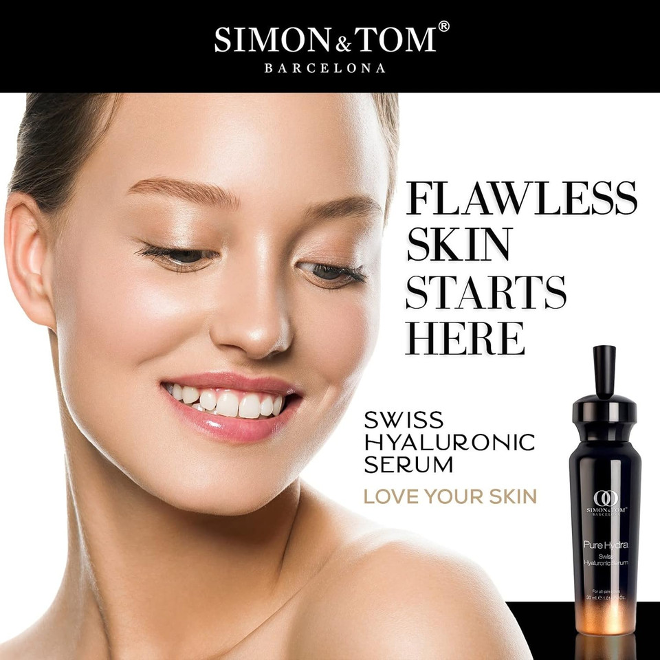 Simon&Tom Hyaluronic Acid Facial Serum - 30ml - Light and Silky Feel and Ideal base for Make-up with Vitamin C and Argan Stem Cells - Non-greasy formula - Made in Spain