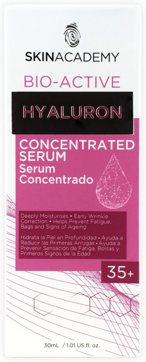 Skin Academy Bio-Active | Hyaluron Concentrated Serum | 35+ Early Wrinkle Correction | Smoothes + Hydrates | 30ml