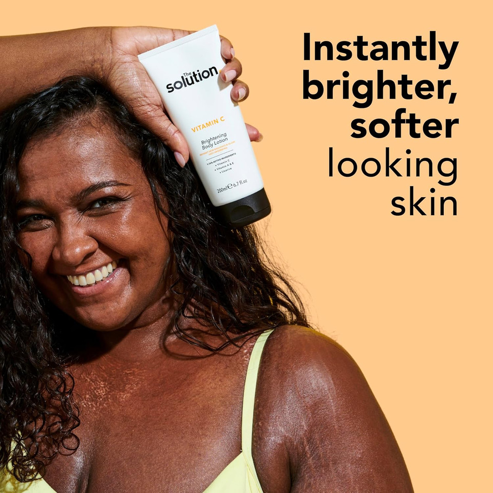 The Solution Vitamin C Brightening Body Lotion (200ml). Vitamin C Body Cream with Vitamins A & E, Night Moisturiser, Day Cream, Vitamin C Cream, Vegan & Cruelty Free Womens Moisturiser