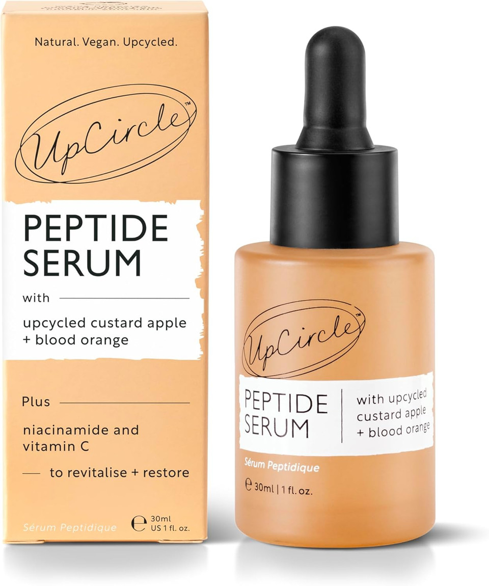 UpCircle Peptide Serum 30ml  Improves Skin Elasticity + Boosts Collagen  Custard Apple, Rich In Vitamin C + Blood Orange Brightens Skin - Vegan + Cruelty-Free