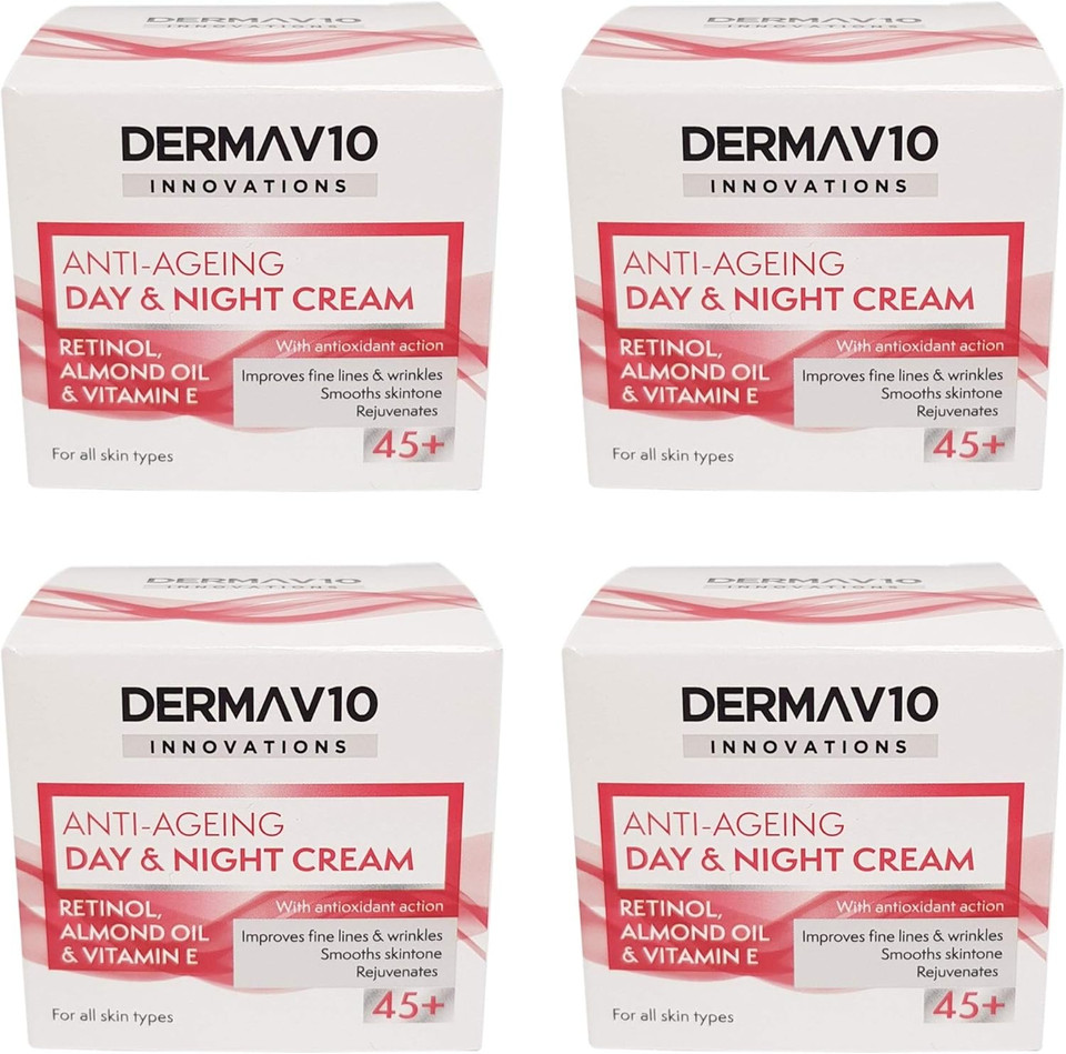 Happy Bees Bundle Derma V10 Innovations Day & Night Cream (4 Pack) Total 200 ml (Retinol, 4 Pack)