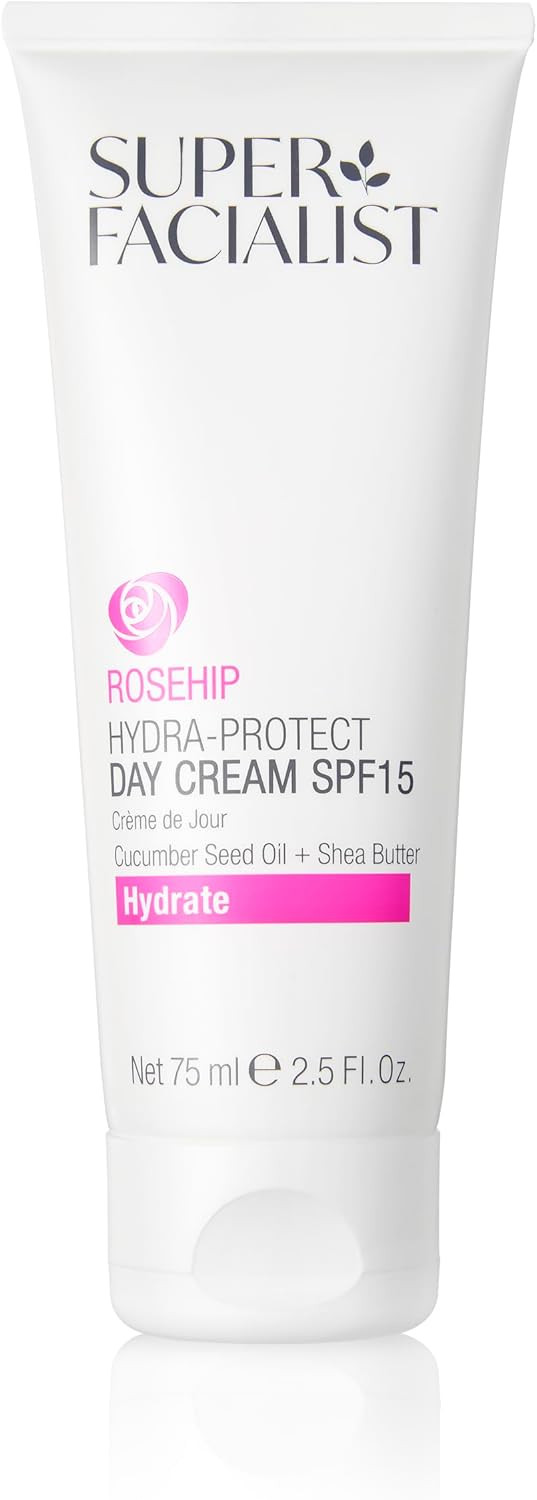 Super Facialist Rosehip Hydrate Radiance Day Cream SPF15, Formulated with UV filters to Protect and Hydrate, 75 ml