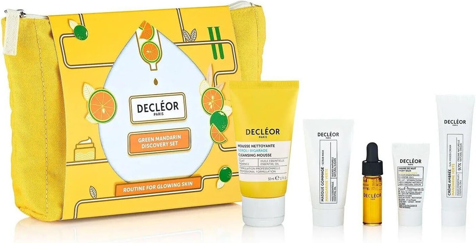 Decleor Green Mandarin Glowing Discovery Set (Neroli Cleansing Mousse 50ml, Mand Scrub 15ml, Serum 4ml, Night 2.5ml, Mandarin sun kissed cream 15ml)