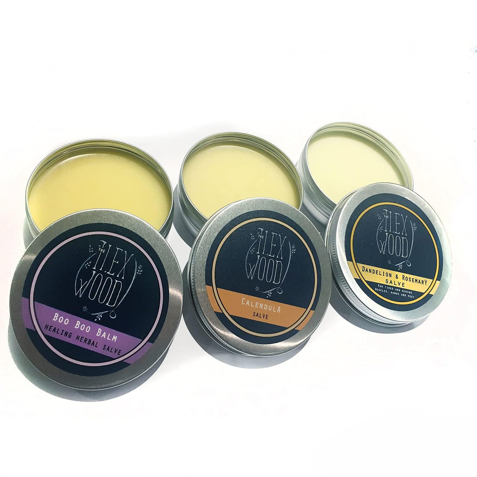 The Ilex Wood - Herbal Salve Gift Set - 100% Natural Handmade, Cruelty & Plastic Free. Skin irritation, scrapes, bites, stings soothes rashes, itching, dry skin, eczema, chapped hands. 3 x 100ml The Ilex Wood - Herbal Salve Gift Set - 100% Natural Handmade, Cruelty & Plastic Free. Skin irritation, scrapes, bites, stings soothes rashes, itching, dry skin, eczema, chapped hands. 3 x 100ml