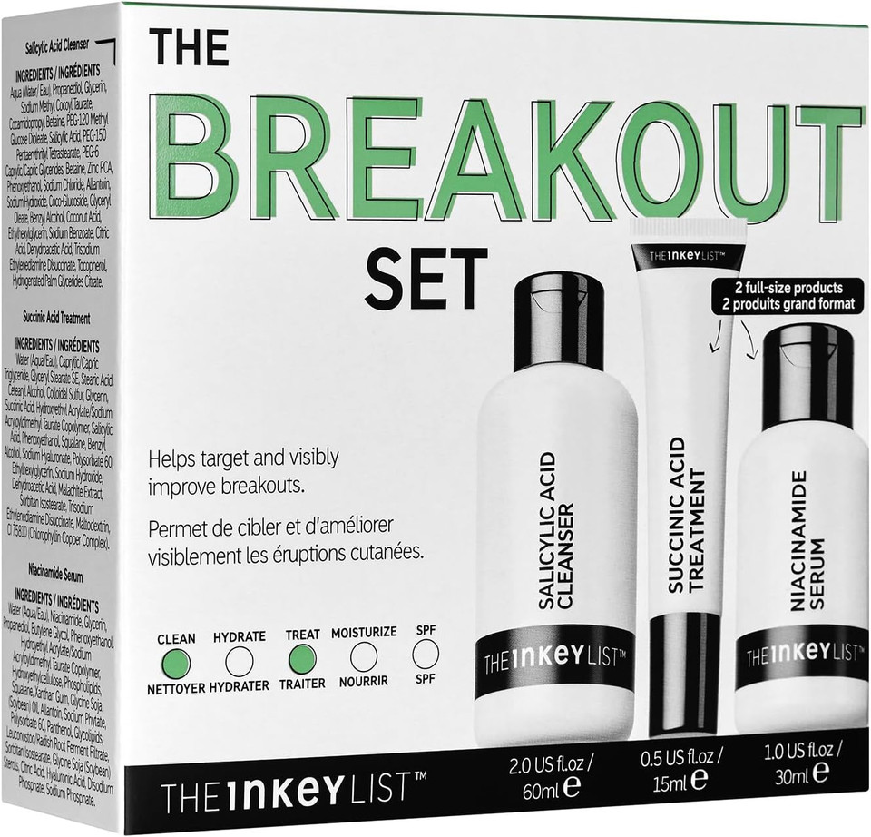The Inkey List Starter Set, Oat Cleansing Balm, Hyaluronic Acid Serum & Omega Water Cream, Nourishing Skincare Set, Gentle Cleanser, Suitable For All Skin Types