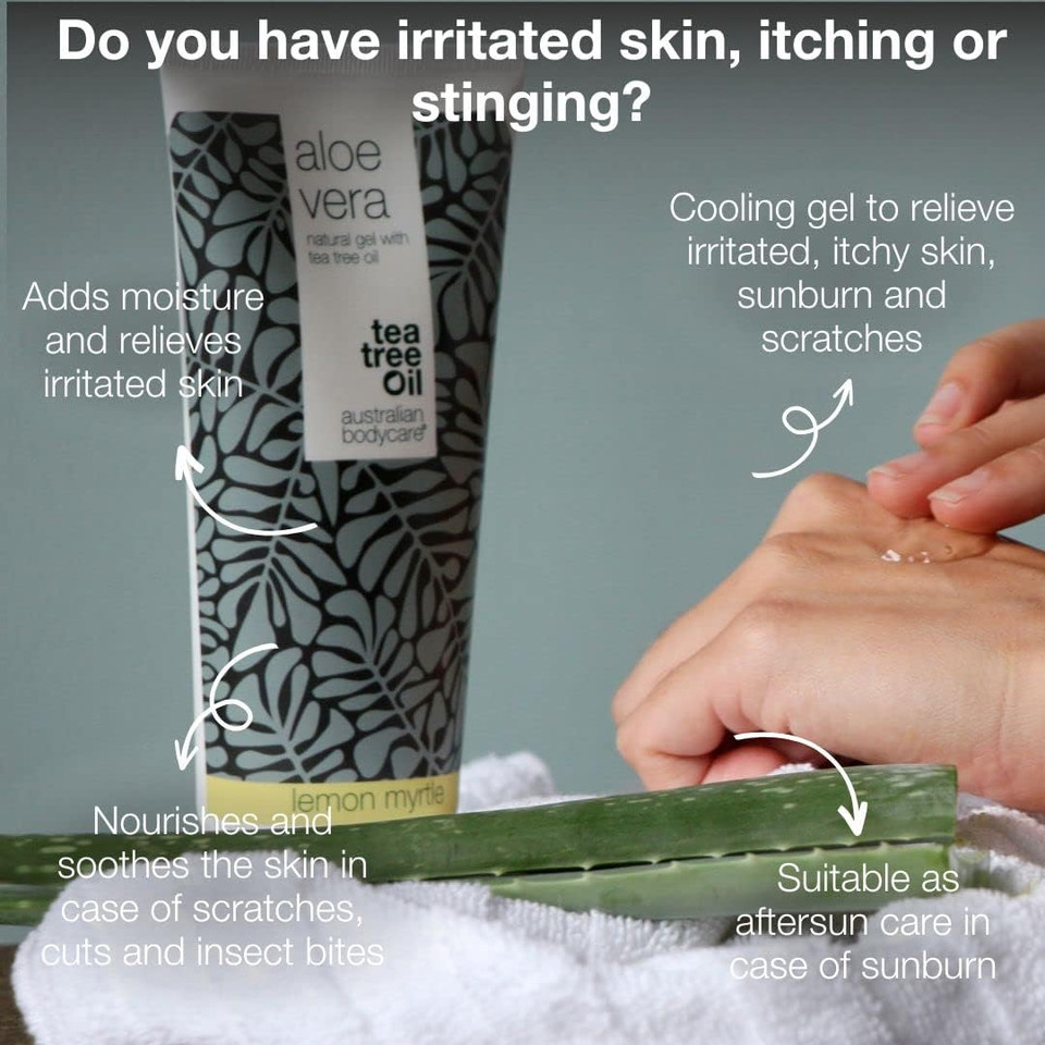 Aloe Vera After Sun Lotion 200 ml | Australian Bodycare Aloe Vera Gel | Natural Aloe Vera, Tea Tree Oil & Lemon Myrtle | Cooling & Moisturizing for itching, irritated skin, sunburns and scratches