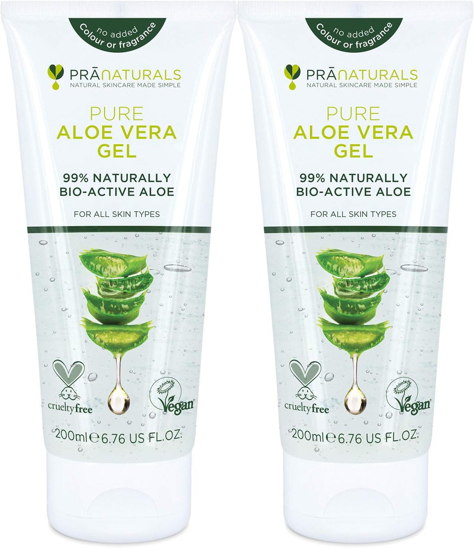 PraNaturals Pure Aloe Vera Gel 200ml  Soothing & Hydrating, Rich in vitamins, for bug bites and minor burns, For all skin types, Cruelty-free & Vegan (Pack of 3)