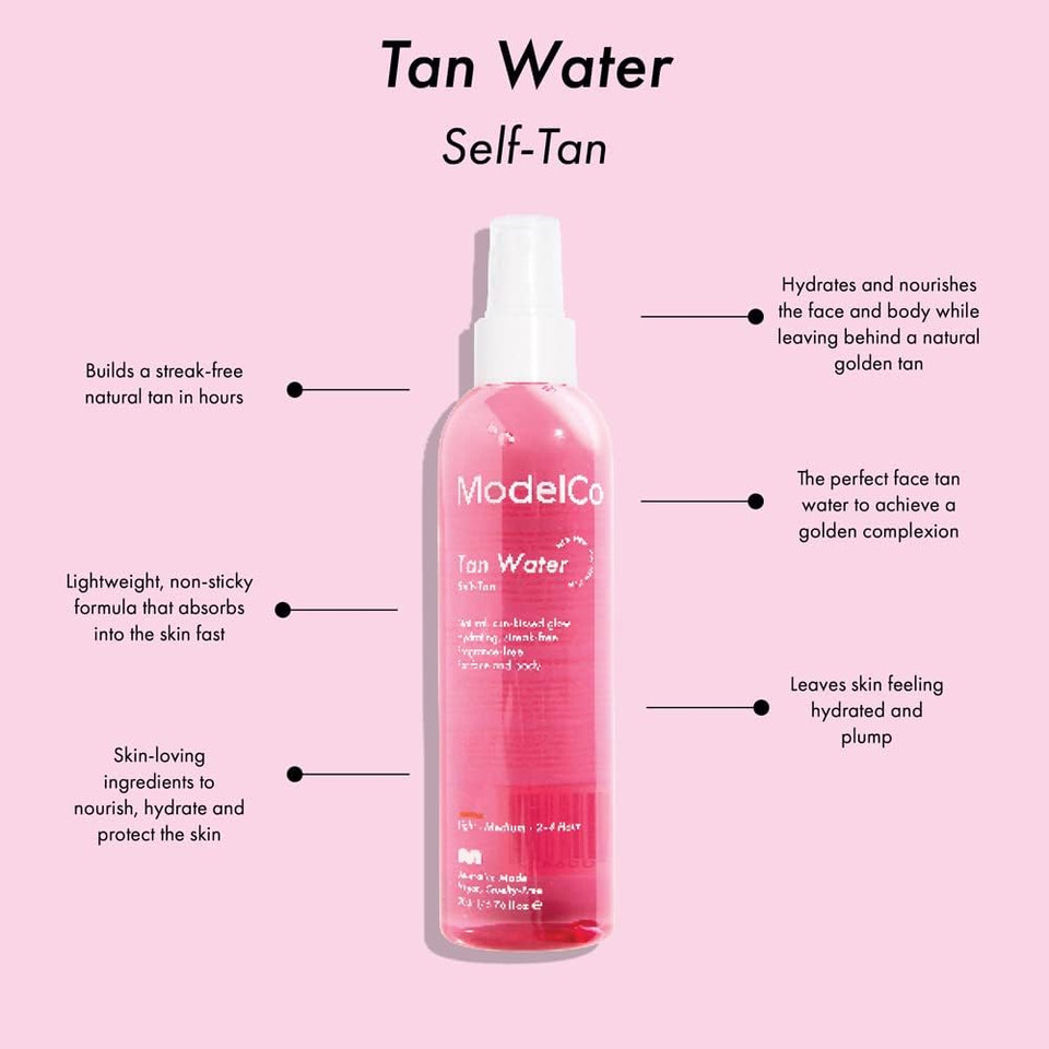 MODELCO Tan Water Self-Tan Spray - for Women Light - Medium, 6.76 oz / 200 ml