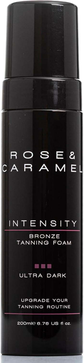 Rose & Caramel Intensity Dark - Ultra Dark Bronzed Self Tanning Mousse 200ml. Bronze, Sunless Self Tanner, Hydrating. Extra Dark Fake Tan, Award Winning, Natural, Cruelty Free, Vegan, Best Tan