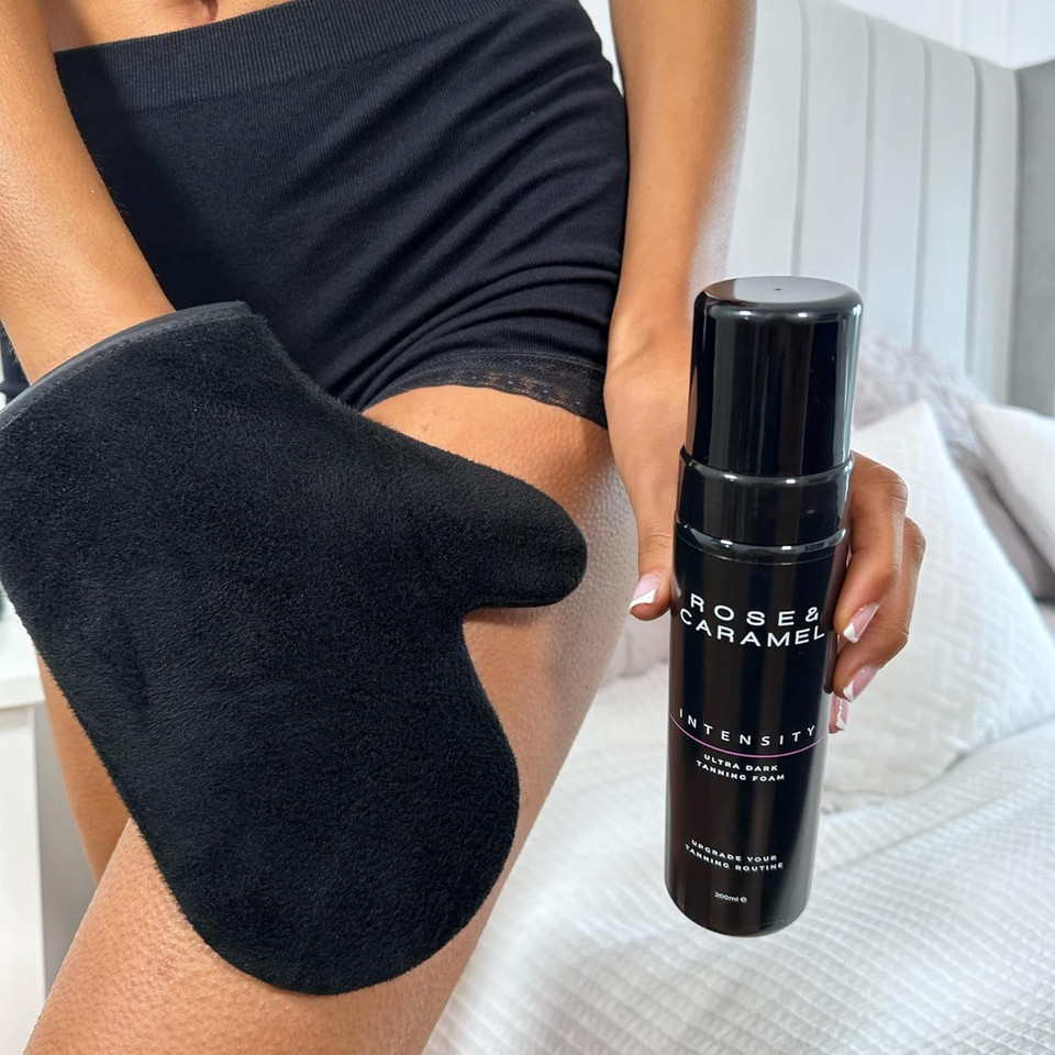 Rose & Caramel Intensity Dark - Ultra Dark Bronzed Self Tanning Mousse 200ml. Bronze, Sunless Self Tanner, Hydrating. Extra Dark Fake Tan, Award Winning, Natural, Cruelty Free, Vegan, Best Tan