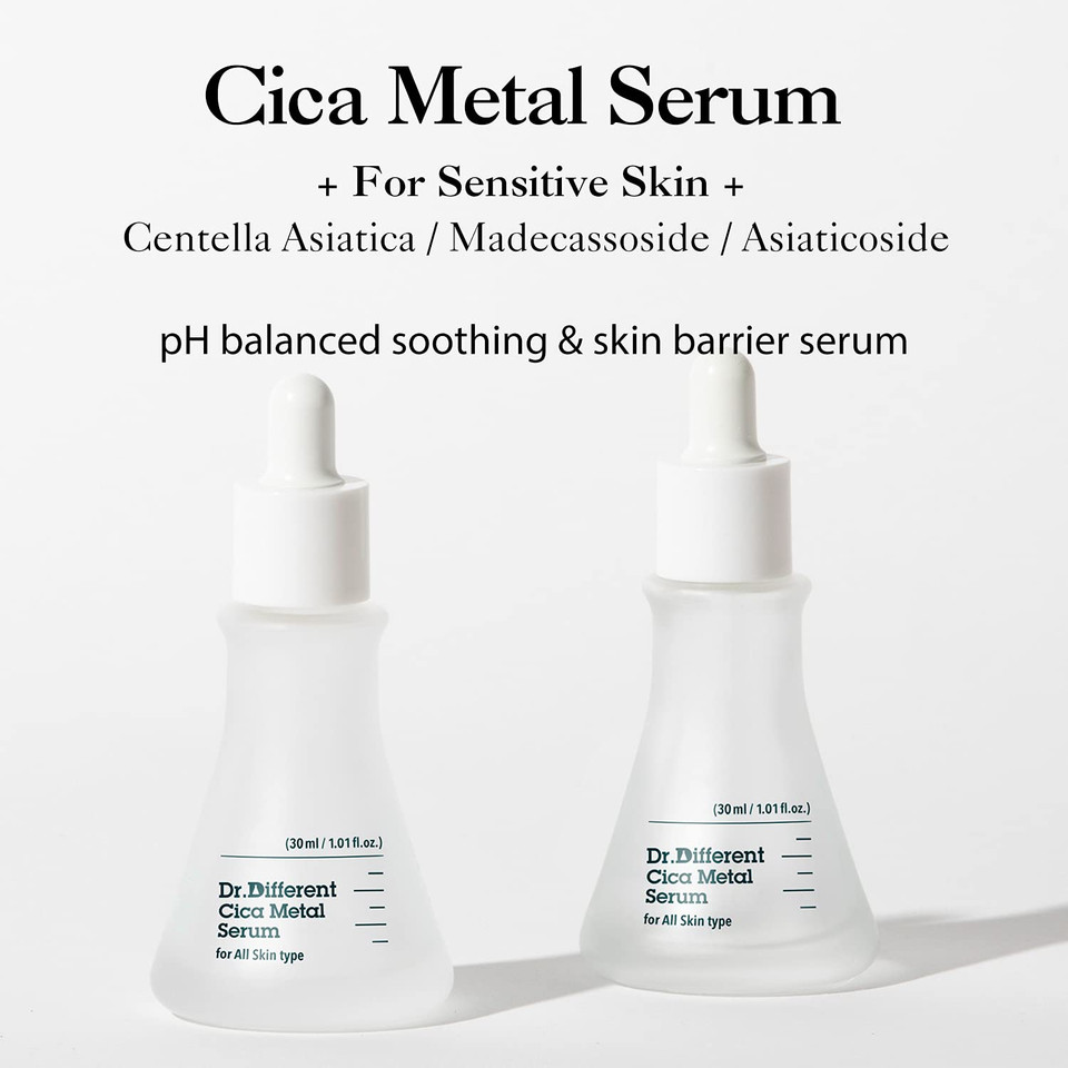 Dr.Different Cica Metal Serum - Madecassoside And Centella Asiatica Soothing Face Serum For Damaged Skin, Repairing And Regenerating Skin, Ph Balancing Treatment For Sensitive Skin, 1.01 Fl.Oz