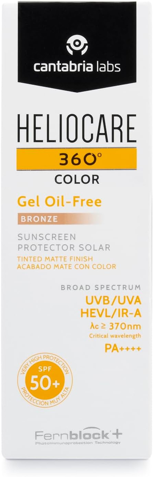 Heliocare 360 Colour Gel Oil-Free Bronze SPF50+ 50ml / Sunscreen For Face/Daily UVA UVB Visible Light Infrared-A Anti-Ageing Sun Protection/Matte Foundation Coverage Heliocare 360 Colour Gel Oil-Free Bronze SPF50+ 50ml / Sunscreen For Face/Daily UVA UVB Visible Light Infrared-A Anti-Ageing Sun Protection/Matte Foundation Coverage
