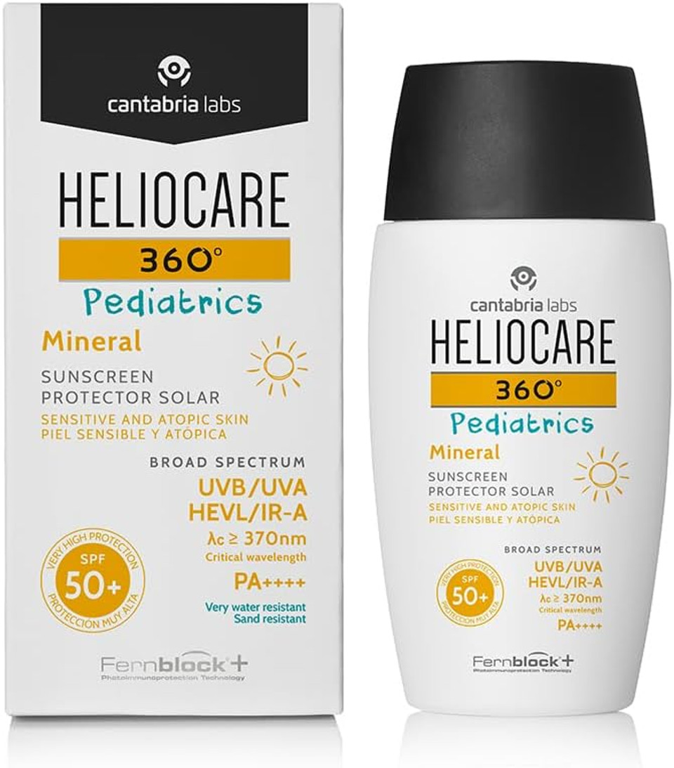 Heliocare 360° Pediatrics Mineral - 50ml | Fluid Lotion for Face & Body | SPF UVA UVB Visible Light Infrared-A Sun Protection | For Kids Sensitive Skin | Features Niacinamide Heliocare 360° Pediatrics Mineral - 50ml | Fluid Lotion for Face & Body | SPF UVA UVB Visible Light Infrared-A Sun Protection | For Kids Sensitive Skin | Features Niacinamide