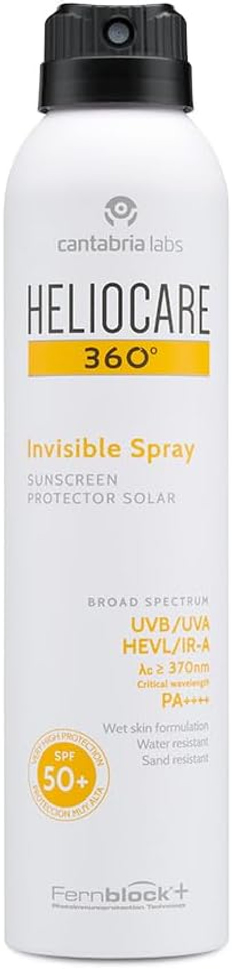 Heliocare 360 Invisible Spray SPF50 200ml | Aerosol Sunscreen for Body | UVA UVB Visible Light Infrared-A Anti-Ageing Sun Protection | Transparent, Non-Oily Finish | Suitable for All Skin Types |