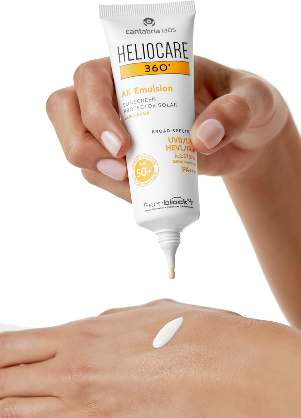 Heliocare 360° AK Fluid, Sunscreen, SPF100 Full Spectrum Protection, Made for Sensitive Skin including Actinic Keratosis, 50ml