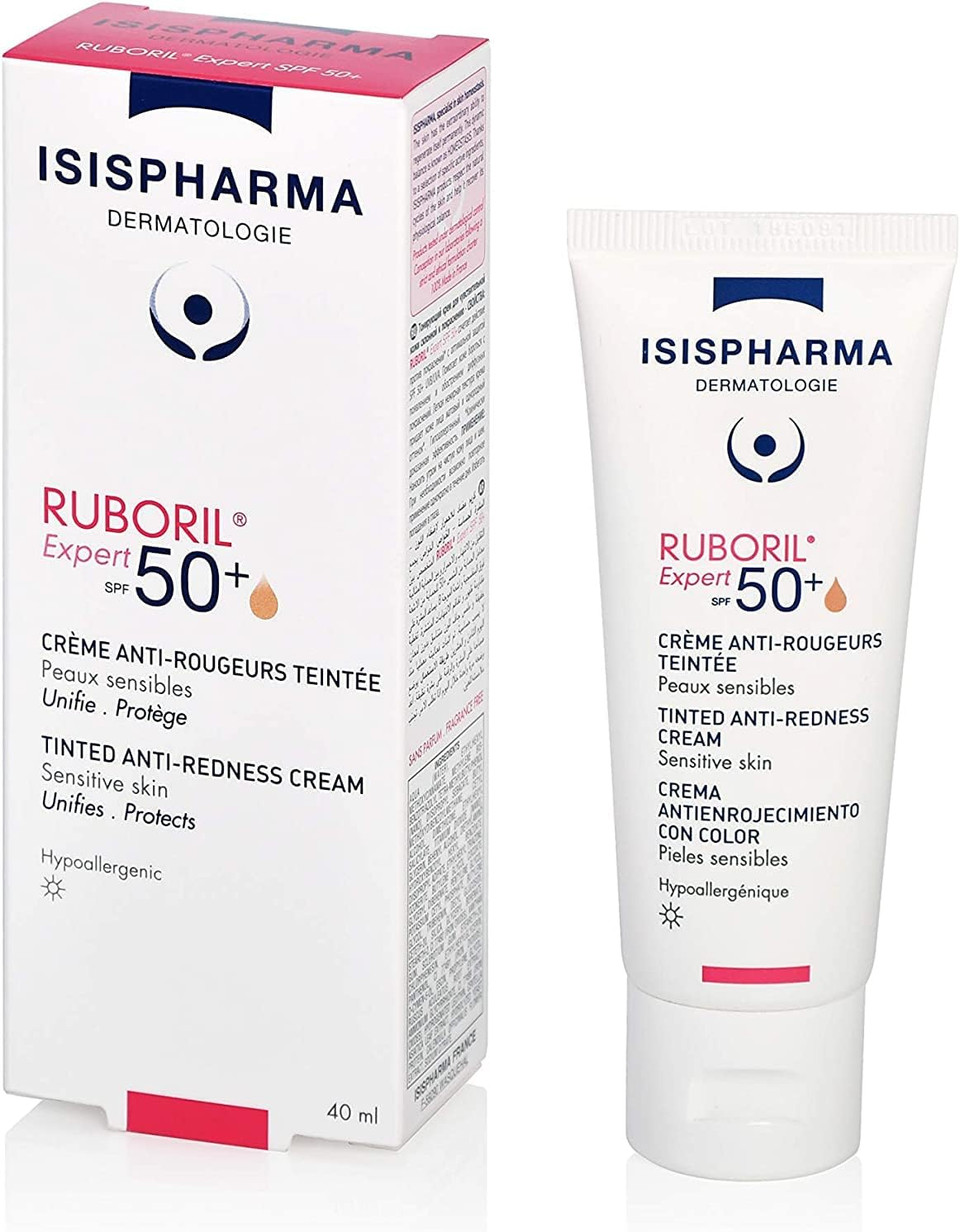 ISISPHARMA Ruboril Expert 50+ - Spf Moisturizer Face - Tinted spf moisturizer for face 40 ml - Spf 50 sunscreen for Sensitive Skin - Redness Skincare UV and Blue Light Protection - Made in France