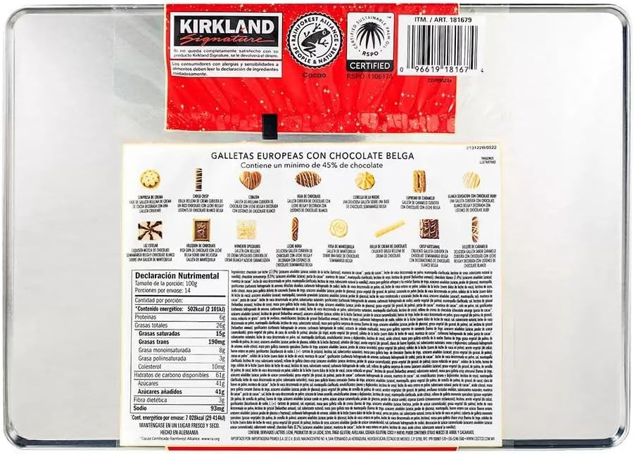 Kirkland Signature European Cookies with Belgian Chocolate - 1.4kg, (Pack of 1)