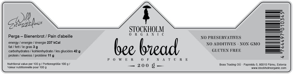 100% natural Bee bread from wild Estonian meadows, 200 g