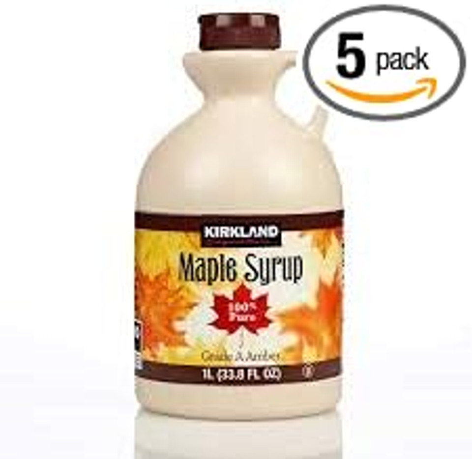 Kirkland Maple Syrup, 100% Pure and Natural, Grade A , Taste 1L (case of 5)