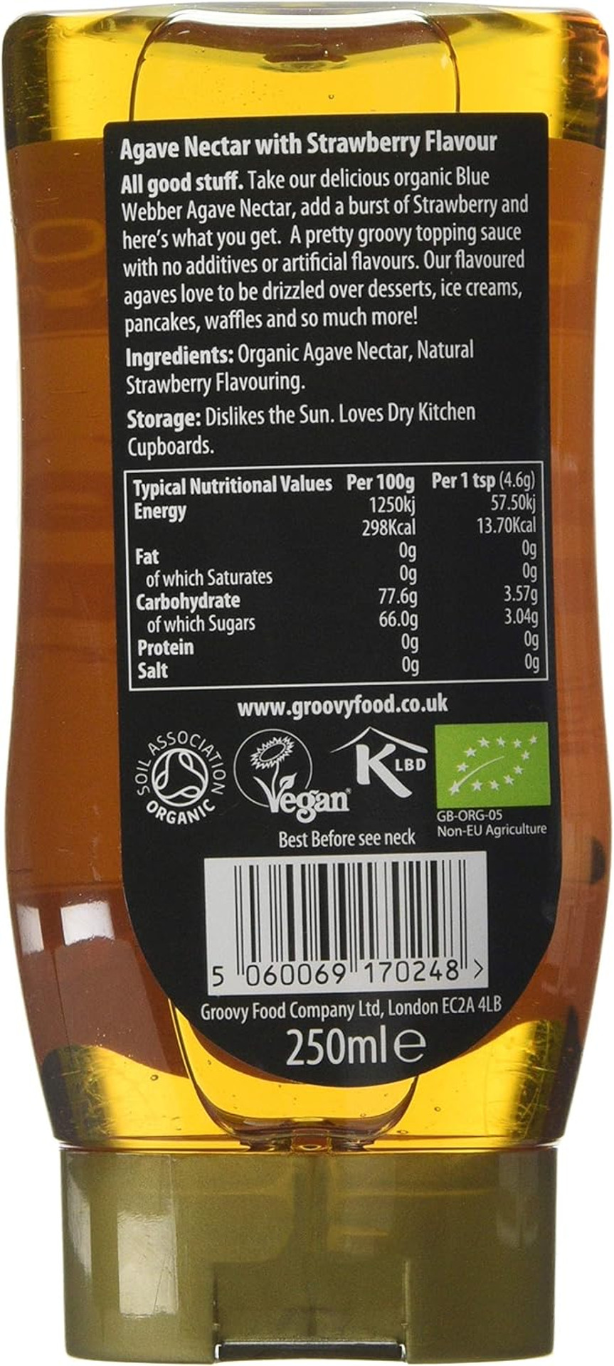 Groovy Food Company, Organic Agave Nectar, Strawberry, 750 ml (Pack of 3)