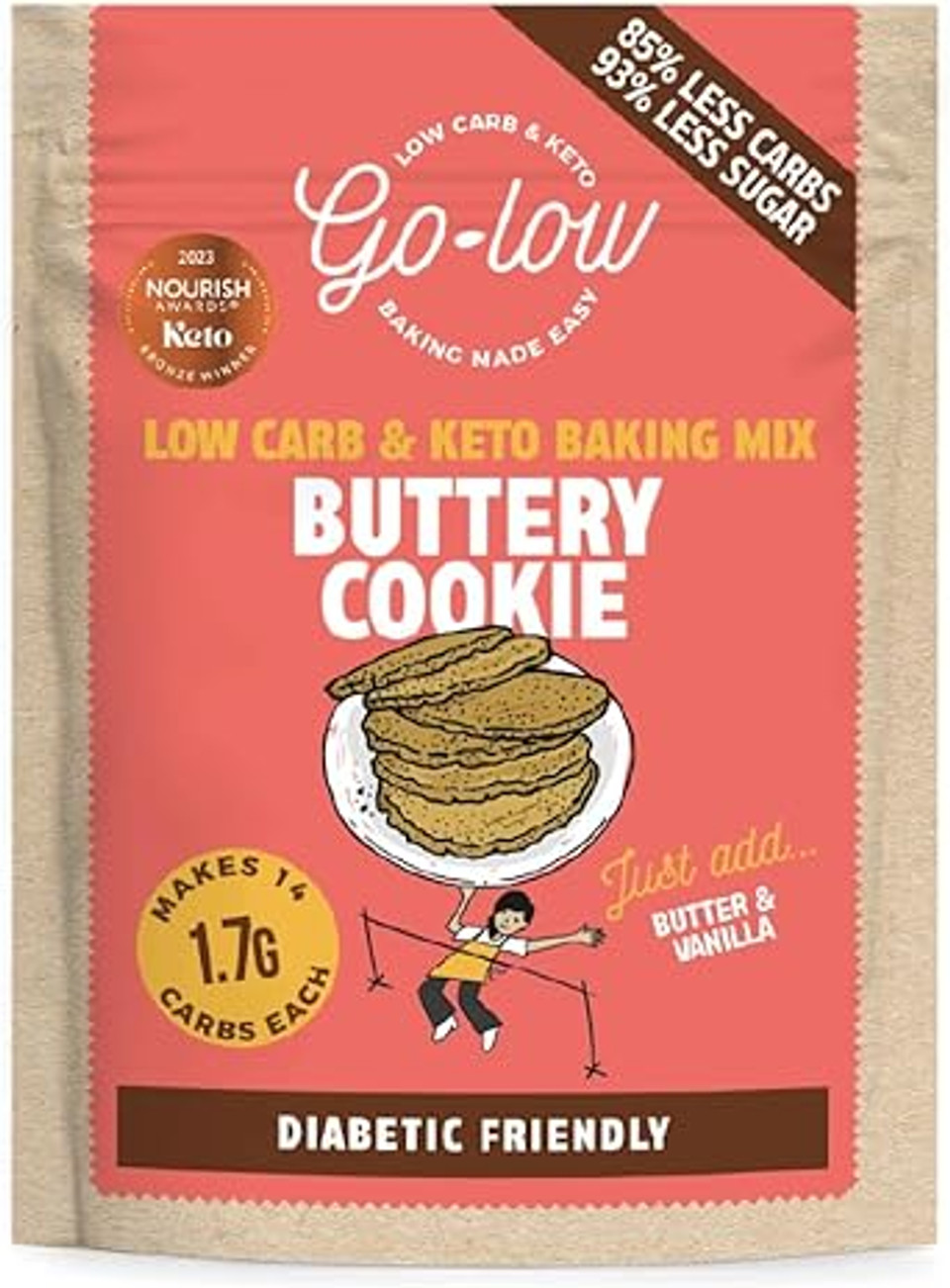 GO-LOW Keto Brownie Mix 0.8g Carbs, Sugar-Free & Diabetic-Friendly. Made with Raw Cacao & Almond Flour  Gluten-Free, Vegan & Paleo. No Additives, Just Wholefood Ingredients  Easy-Bake Fudgy Brownies