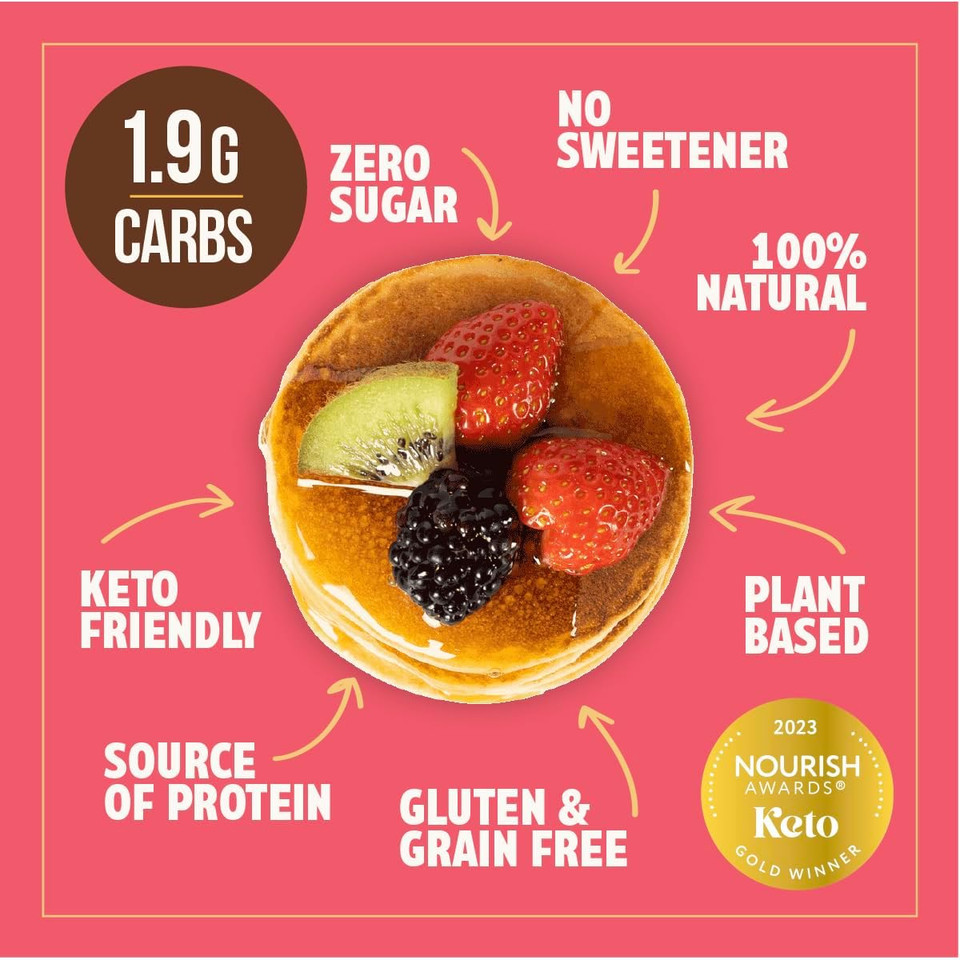 GO-LOW Keto Pancake & Waffle Mix 1.9g Carbs, Sugar-Free, Low-Carb & Diabetic-Friendly, Almond Flour, Gluten Free, Vegan & Paleo. No Additives, Wholefood Ingredients. Easy, Fluffy Pancakes & Waffles