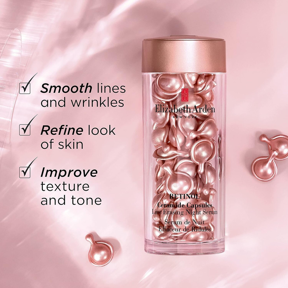 Elizabeth Arden Retinol Ceramide Capsules & Retinol + Hpr Cream; Nighttime Skin Care, Fine Line And Wrinkle Erasing Face Serum, Rapid Skin Renewing Water Cream60 Count