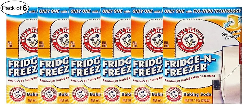 Arm & Hammer Fridge-N-Freezer Odor Absorber Baking Soda (14oz) 396.8g - (Pack of 6)