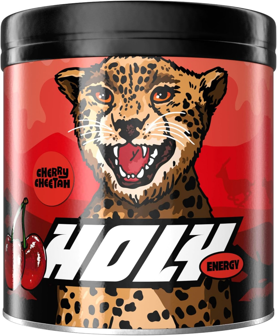 HOLY Energy Gaming Booster Flavour Powder | 50 portions with NewCaff & Green Tea Extract | Focus Booster - Focus Drink | Vegan with 100% natural fruit flavours (350 grams, Cherry Cheetah) HOLY Energy Gaming Booster Flavour Powder | 50 portions with NewCaff & Green Tea Extract | Focus Booster - Focus Drink | Vegan with 100% natural fruit flavours (350 grams, Cherry Cheetah)