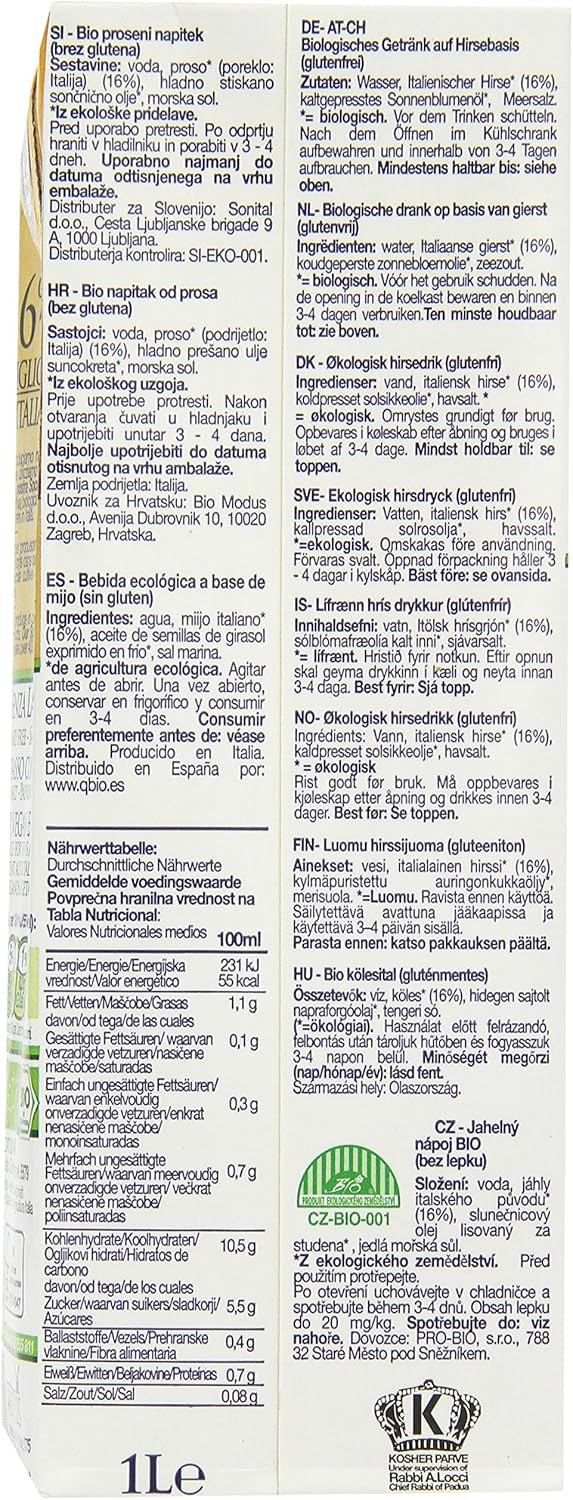 ISOLA BIO Organic Millet Drink Unsweetened 1ltr (PACK OF 4)