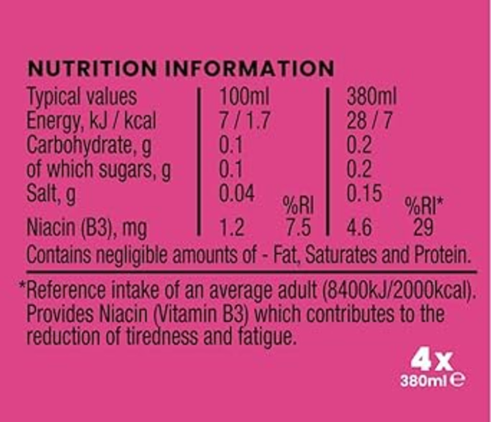 Lucozade Zero Fizzy Drink, Pink Lemonade Flavour, Sugar Free, Low Calorie, 4 Pack, 380ml Bottles
