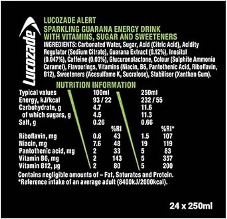 Lucozade Alert Energy Drink Ultimate 250ml (Pack of 24)