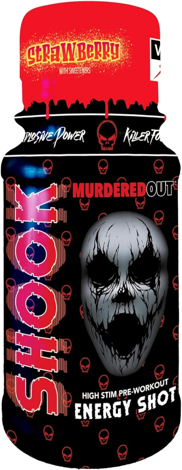 Murdered Out Shook Energy Shot High Stim Pre Workout Strawberry 12x60ml