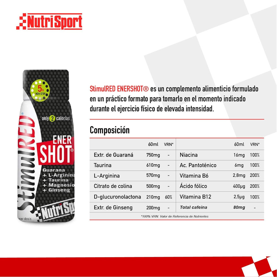 Nutrisport Caja Stimulred Enershot 5 Horas Non Stop
