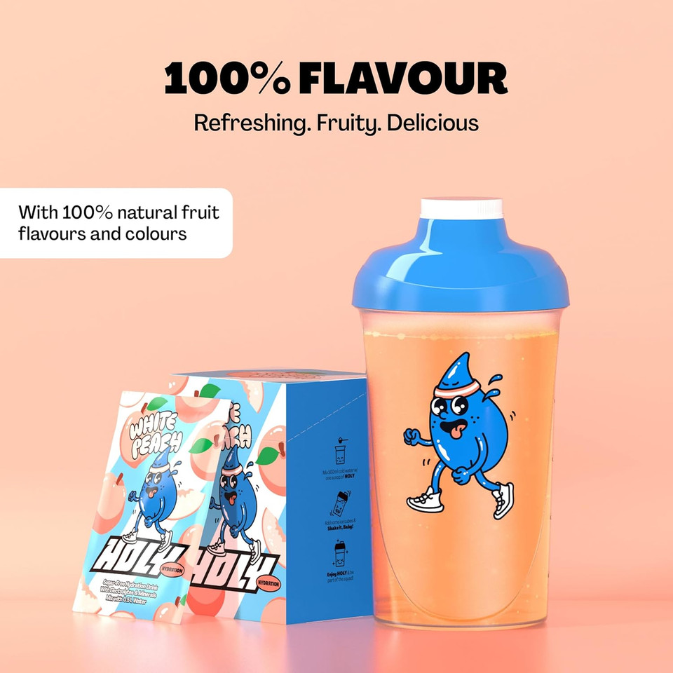 HOLY Hydration 10er Tasting Box White Peach with peach flavor powder | 10 servings with valuable electrolytes & minerals | Hydration Drink | Vegan with natural fruit flavors