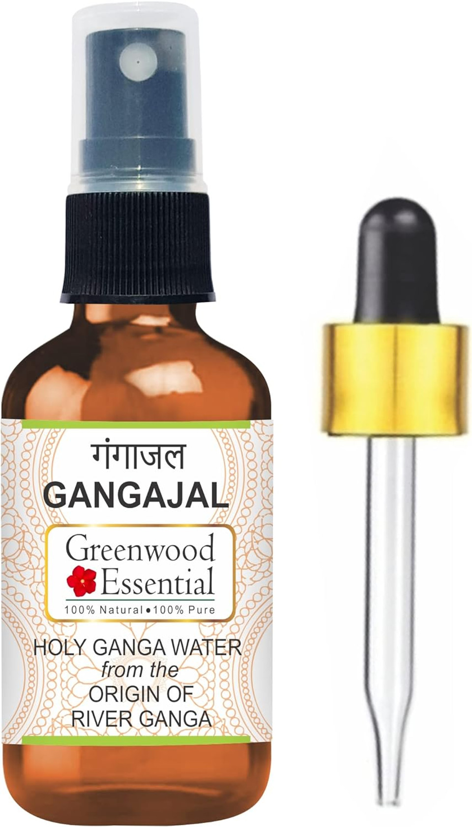 GREENWOOD ESSENTIAL Gangajal Holy Ganga Water from the Origin of River Ganga at Devprayag in Amber Glass Bottle with Spray & Dropper 100ml GREENWOOD ESSENTIAL Gangajal Holy Ganga Water from the Origin of River Ganga at Devprayag in Amber Glass Bottle with Spray & Dropper 100ml