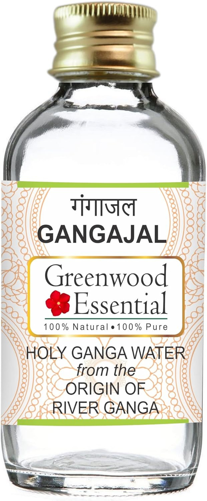 Gangajal Holy Ganga Water from the Beginning of River Ganga at Devprayag in Clear Glass Bottle 100ml