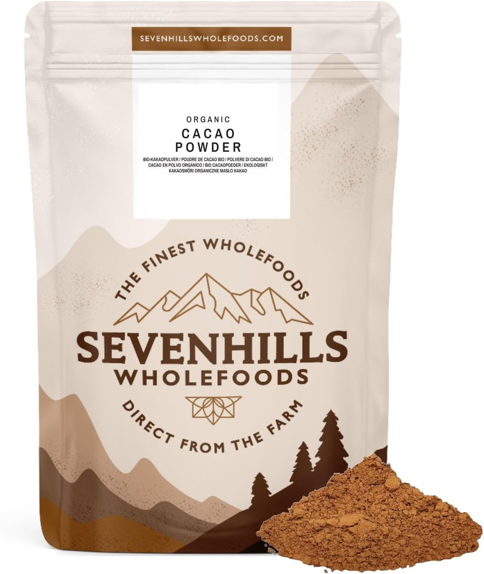 Sevenhills Wholefoods Organic Cacao/Cocoa Powder 500g | Natural Source of Potassium & Manganese | Pure & Vegan for Hot Chocolate, Smoothies & Baking | Unsweetened & Non-Alkalised | GMO Free