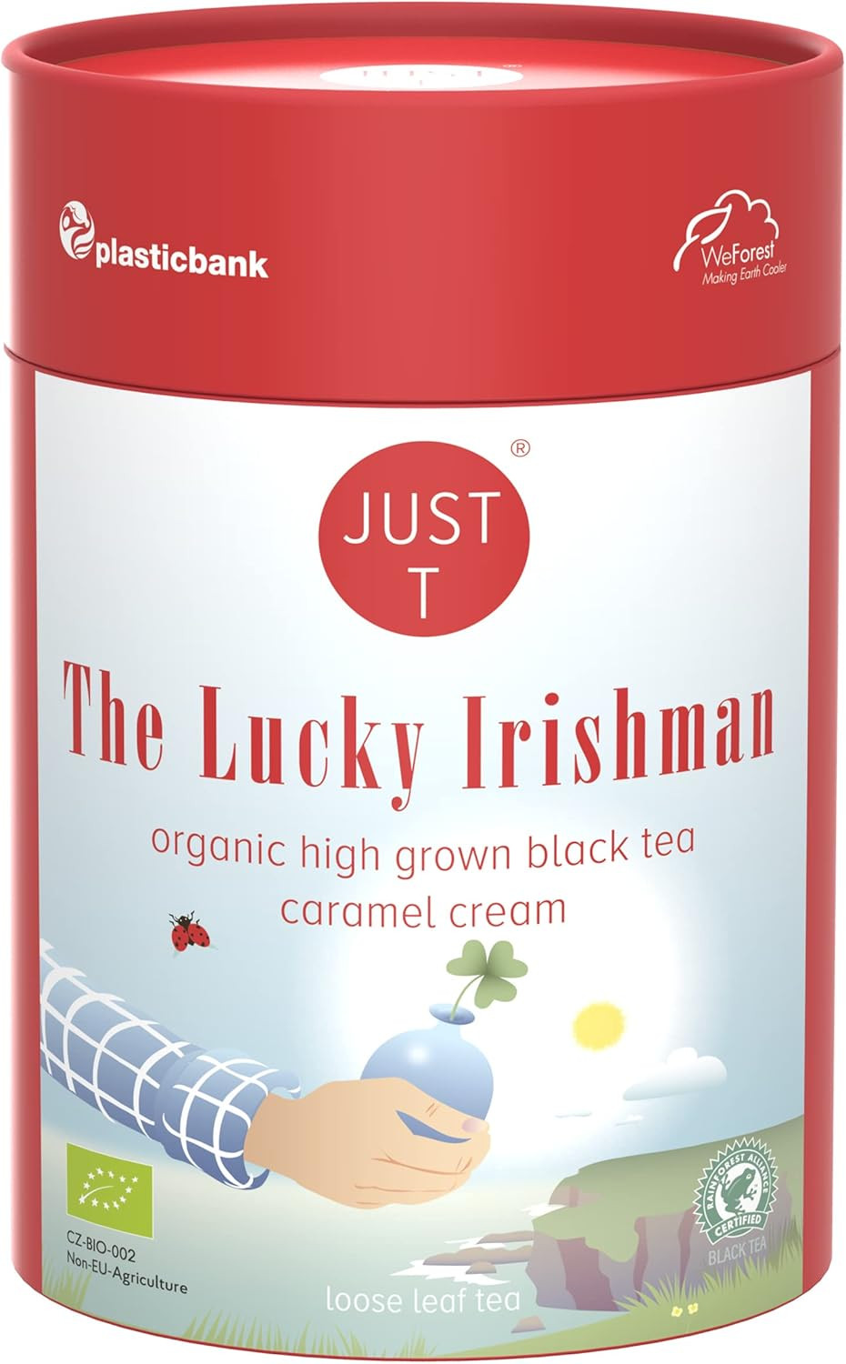 JUST T Rhubarb Hygge Loose Leaf Tea (80g) | Organic Black Tea  Mixed with Rhubarb and Vanilla | Premium Organic Loose Tea | 436216