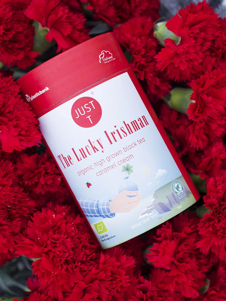 JUST T Rhubarb Hygge Loose Leaf Tea (80g) | Organic Black Tea  Mixed with Rhubarb and Vanilla | Premium Organic Loose Tea | 436216