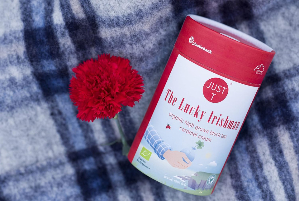 JUST T Rhubarb Hygge Loose Leaf Tea (80g) | Organic Black Tea  Mixed with Rhubarb and Vanilla | Premium Organic Loose Tea | 436216