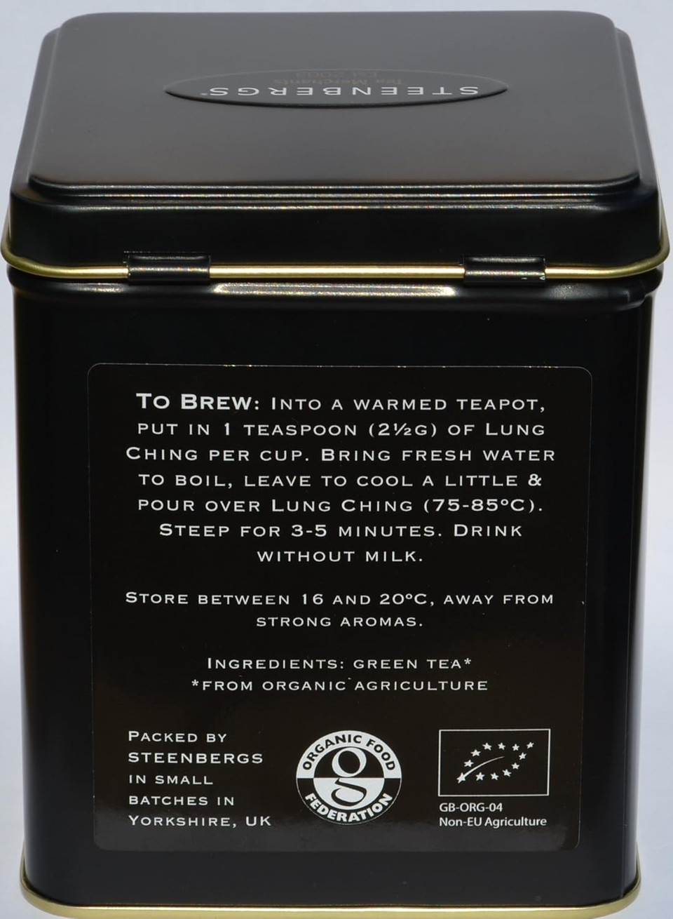 Steenbergs Organic Long Jing Chinese Green Tea 125g Loose Tea Caddy