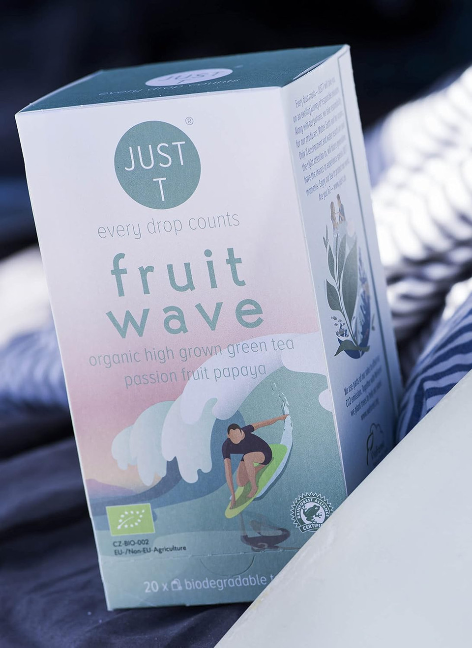 JUST T Fruit Wave Premium Double Chamber Tea Bag (20 pcs) | Organic Green Tea  Combined with Papaya & Passion Fruit | Biodegradable Premium Organic Tea Bags | 436171