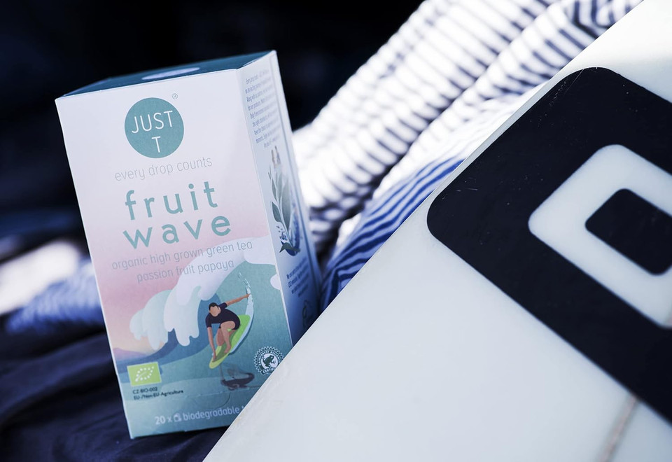 JUST T Fruit Wave Premium Double Chamber Tea Bag (20 pcs) | Organic Green Tea  Combined with Papaya & Passion Fruit | Biodegradable Premium Organic Tea Bags | 436171