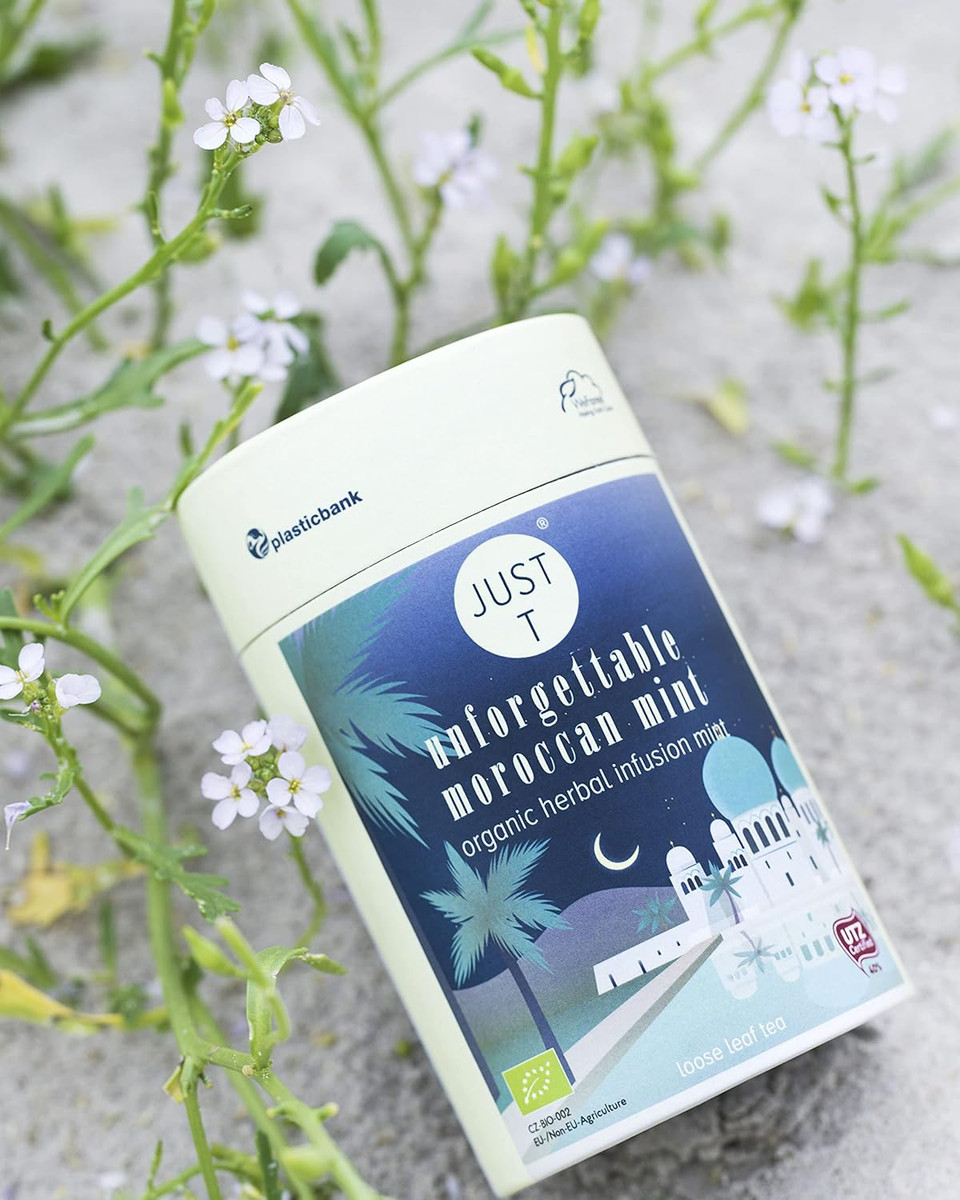 JUST T Blue Sky Chamomile Double Chamber Tea Bags (20 pcs) | Organic Herbal Tea Infused with Chamomile and Verbena