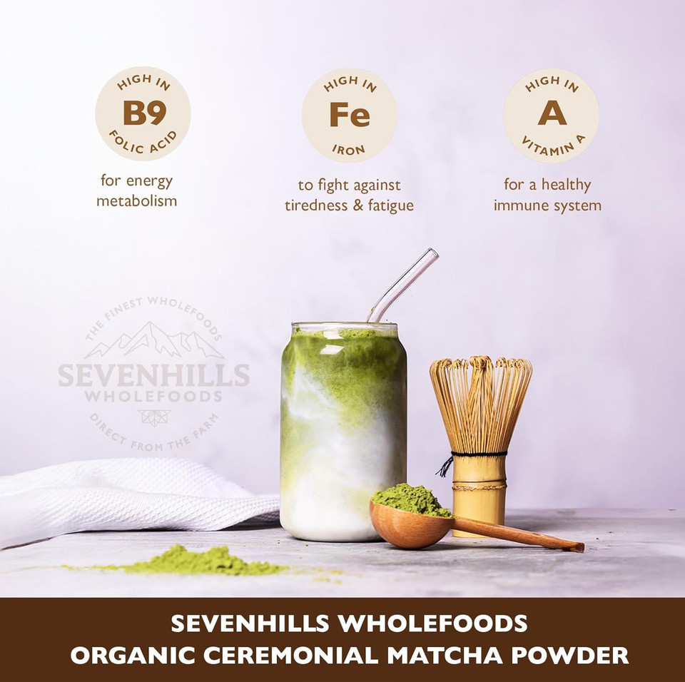 Sevenhills Wholefoods Organic Japanese Ceremonial Matcha Green Tea Powder 200g | from Uji, Kyoto, Japan | Shade-Grown | for Hot & Cold Drinks, Lattes, Smoothies