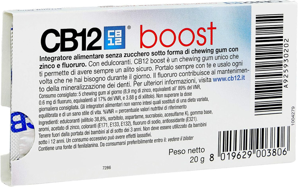 CB12 Boost Chewing Gum Strong Mint, 10's (Pack Of 12)