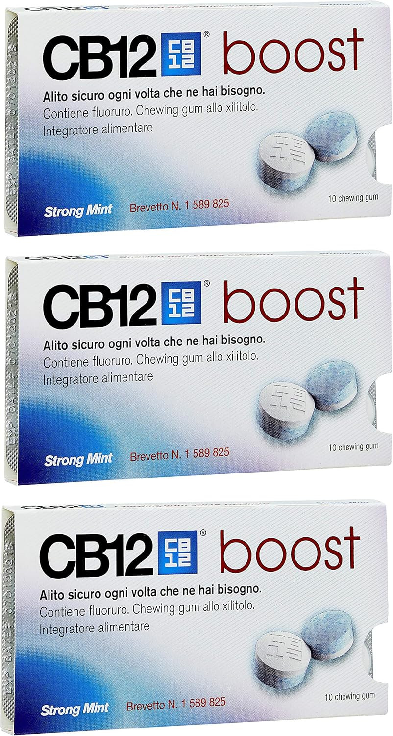 CB12 Boost Chewing Gum Strong Mint, 10's (Pack Of 3)