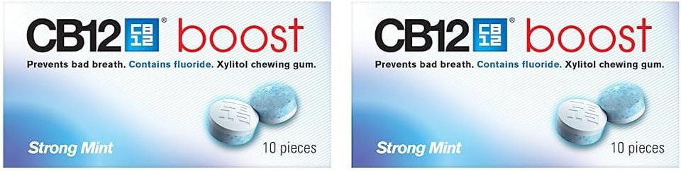 CB12 Boost Chewing Gum  Instant Freshness on the Go, Prevents Bad Breath, Sugar-Free, Cool Mint Flavour  10 pcs (Pack of 2)